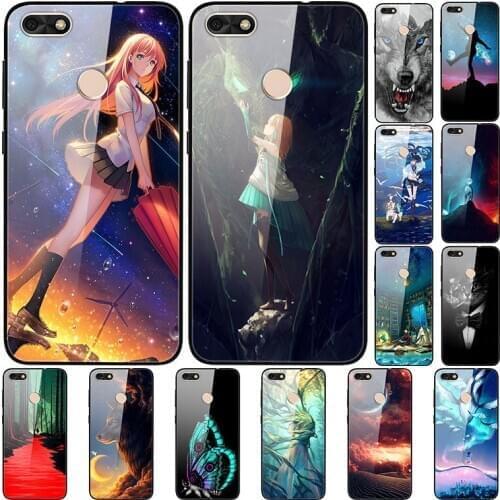Case For Huawei Changxiang 7 Back Phone Cover Black Silicone Bumper With Tempered Glass