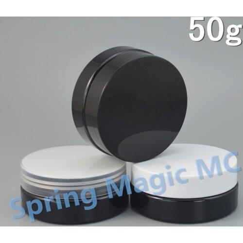 50ml black PET cream jars with white plastic lid mask Jar, 50g Empty cosmetic jar, cosmetic packaging,cream bottle