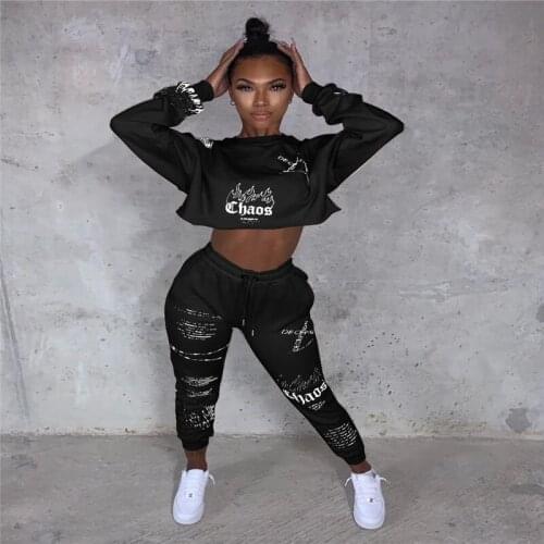 FUFUCAILLM Women Sports Sweater Set Print Casual Autumn Winter Tracksuit O-neck Long Sleeve Tops + Pants 2pcs set