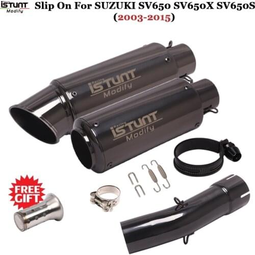 Motorcycle Black Exhaust Muffler DB Killer Removable Middle Link Pipe Slip-On Escape For SUZUKI SV650 SV650X SV650S 2003-2015
