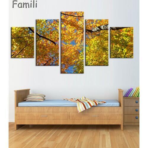 5Pieces Hot Unframed Canvas Painting Modern Oil Painting Canvas Pictures Autumn Landscape Wall Pictures for Room Modular Picture