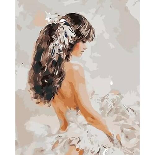 Painting By Numbers DIY Dropshipping 40x50 50x65cm Long Hair Beauty Girl Figure Canvas Wedding Decoration Art picture Gift