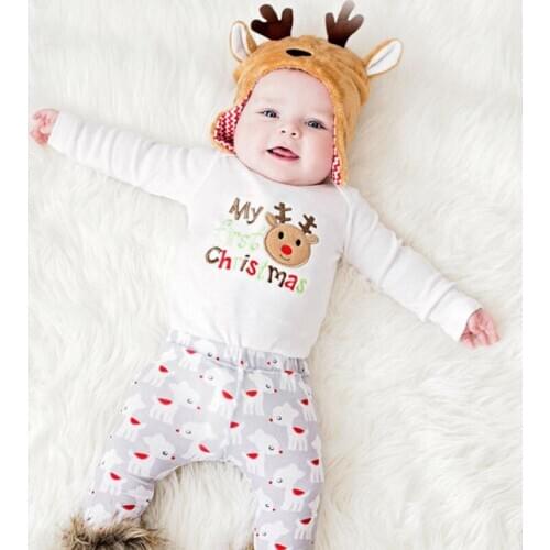 Newborn Infant Kids Baby Boys Girls Cotton Christmas Romper Jumpsuit Clothes Outfit PP03