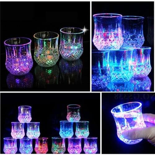 Creative Flashing Cup Wine Beer Whisky Mug Water Beverage Drinking Glass LED Automatic Glowing Cup Party Decorative Supplies New