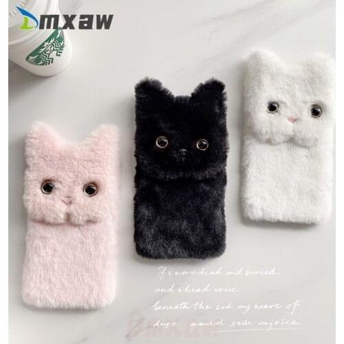 Cute Cat Ears Phone Case For Xiaomi Mi 11 10 Ultra 10T 9 8 Pro SE 10S CC9 Note 10 A3 A2 Lite Poco X3 Pro NFC Plush Back Cover