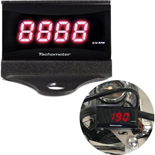 Mini RPM Meter Digital Square LCD Display Engine Tach Hour Meter Tachometer Gauge for Racing Motorcycle