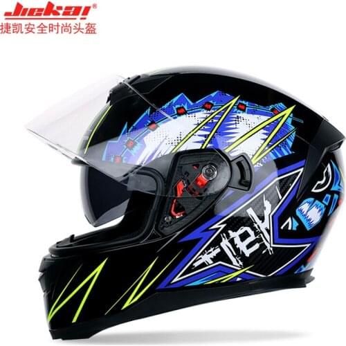 Jiekai Electric Motorcycle Motorcycle Full Face Helmet Covered Double Lens Motorcycle Racing Helmet Full Covered Running Helmet