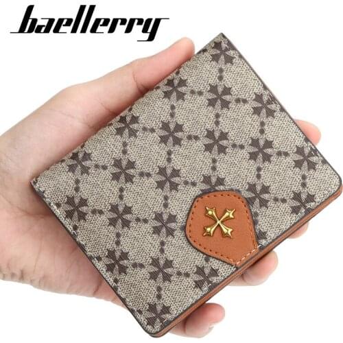 Baellerry 2021 New Cross Flower Pattern Fashion Short Coin Purse Female Soft Leather Zipper Buckle Card Women Wallet Luxury Bag
