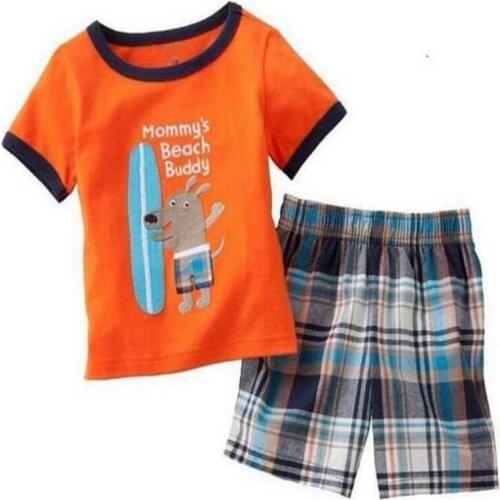 Summer Boys Pajamas Suits Boys Sleepwear Bottom Clothing Short Sleeve Kids Pijama Burro Children Pyjama Sets 2-7Y