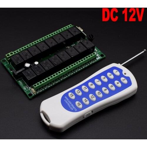 DC 12V 16 Channel Relay RF Switch Remote Control Transmitter Receiver 433MHz Command Long control distance