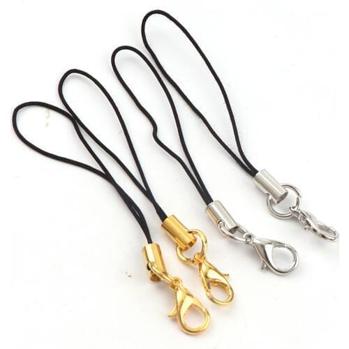 20-50pcs 8x65mm Cell Phone Lanyard Strap Cords Strap Cord With Lobster Clasp Findings Key chain Cords Double color