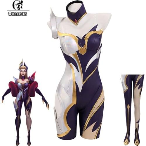 ROLECOS Game LOL Coven Evelynn Cosplay Costume LOL Evelynn Sexy Jumpsuit Women Costume Bodysuit Halloween Outfit Sleeve Full Set