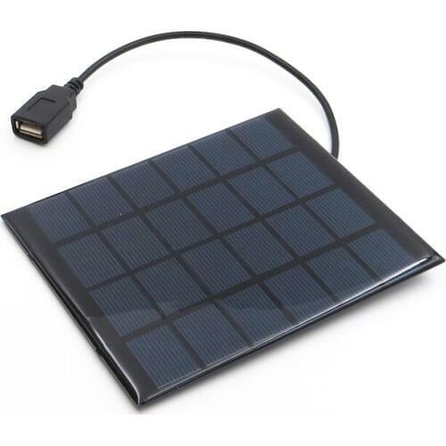 2W 6V Solar Panel Charger Polycrystalline Solar Cell DIY Solar Charge Battery cable 30cm 5V USB output Solar Panel 6VDC