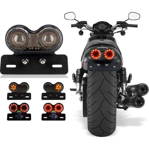 Universal Motorcycle LED Taillight Custom Motorbike Rear Stop Brake Lamp License Plate Light Turn Signal Indicators for BMW