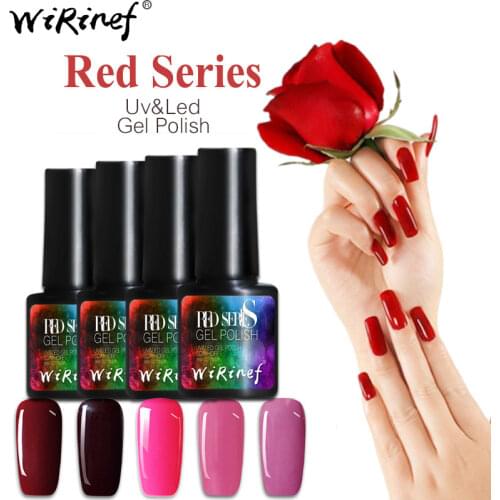 WiRinef 5 Colors Rose Nude Red Color Series UV Gel Polish 8ml Soak Off UV LED Nail Gel Polish Nail Lacquer