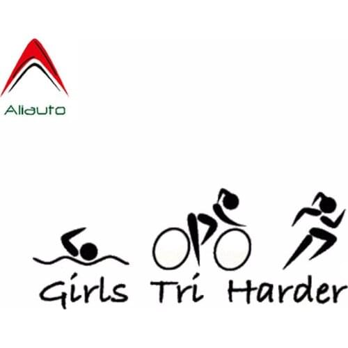 Aliauto Funny Car Sticker Triathlon Girls Tri Harder Vinyl Waterproof Reflective Creative Decal Automobile Decoration,25cm*9cm