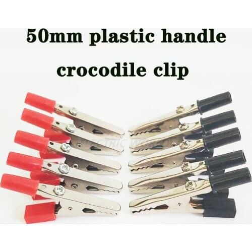 Alligator Clips 100pcs/lot Crocodile clip 50mm Plastic Handle Test Probe Metal Connector Socket battery Plug Electirc testing