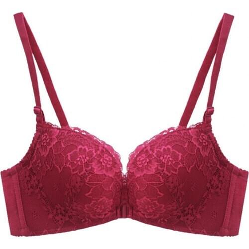 Womens Bra Lingeries Sexy Solid Color Front Button Lace Wireless Push Up Bras Underwear Female Seamless Bralette Top Plus Size