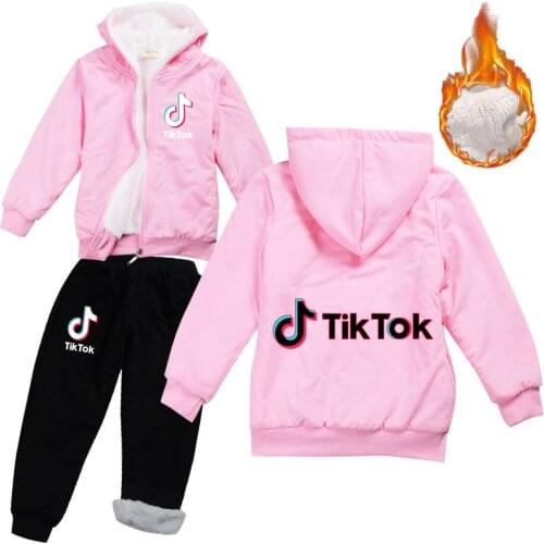 TIK TOK Winter children cotton-padded suit boys and girls cartoon childrens heavy coat pants suit