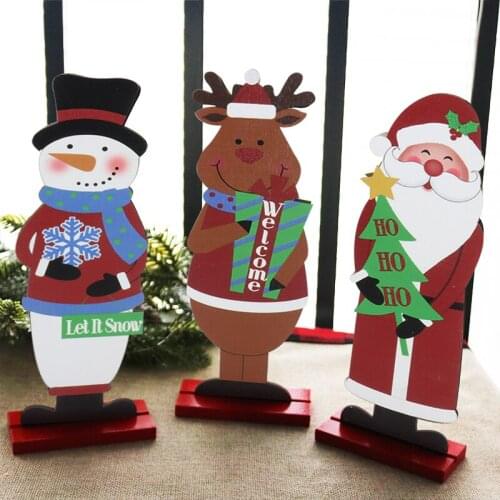 1pcs Merry Christmas Wooden Santa Claus Elk Snowman Ornament for Home Xmas 2021 New Year Gifts DIY Crafts Santa Claus Navidad