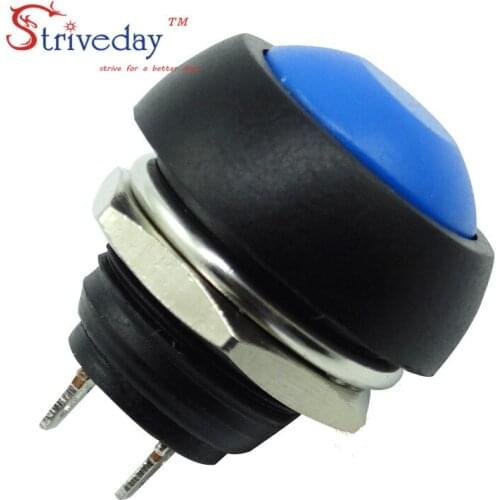 10pcs/lot 12mm Power round small button switch waterproof starting point for automatic reset PBS-33B lock free switchs