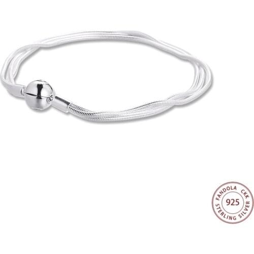 100% Real 925 Sterling Silver Jewelry Moments Multi Snake Chain Bracelets for Women S925 Charms Bracelets & Bangles Pulseras