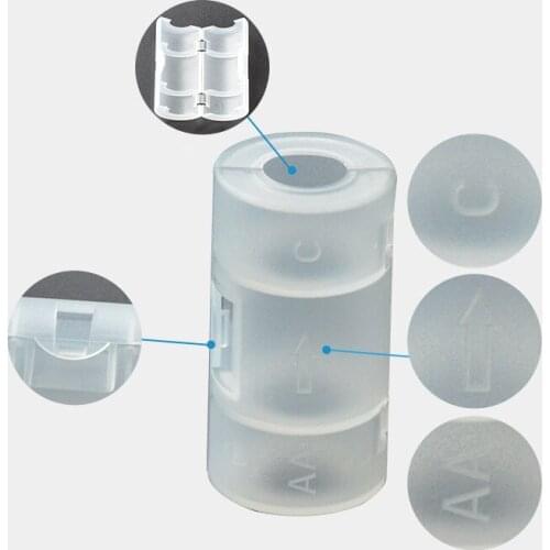 2 Pcs/Set Converter Adapter AA to C Size Battery Case White A1