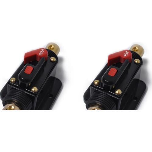 2Pcs Portafusibile 12v Interruttore Automatico Fusibili Per Macchina Audio 4-8 Awg Protezione In Linea 40/60A