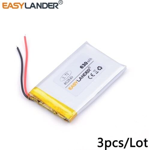 3pcs /Lot 3.7v 462849 630mAh lithium Li ion polymer rechargeable battery For Bluetooth Headset 3D glasses Smart watch