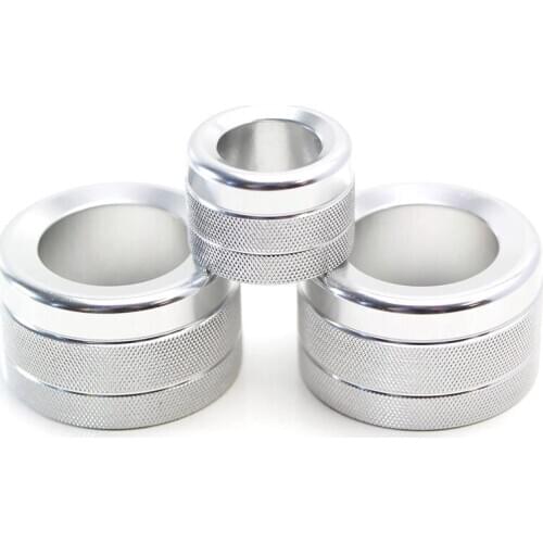 3Pc Silver AC Climate Control Radio Volume Knob Ring Cover Compatible for F10 F11 5 Series 5GT, 11-17 F12 F13 6 Series