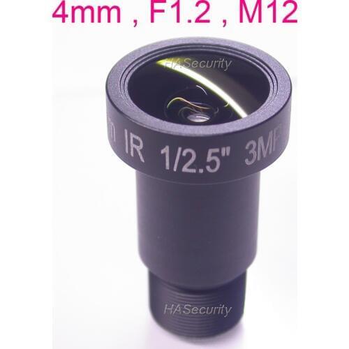 4mm , F1.2 , M12 , 1/2.5" , 3.0MP F1.2 LENs for CCTV camera installation assembly