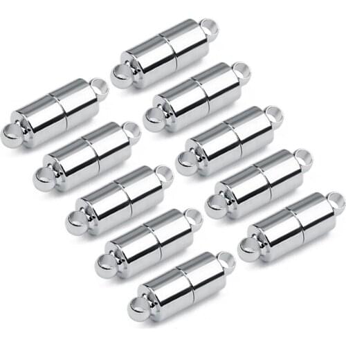 5-10Set/Lot Rhodium Color Column Round Strong Magnetic Clasps Ending Connectors Dor DIY Bracelet Findings DIY