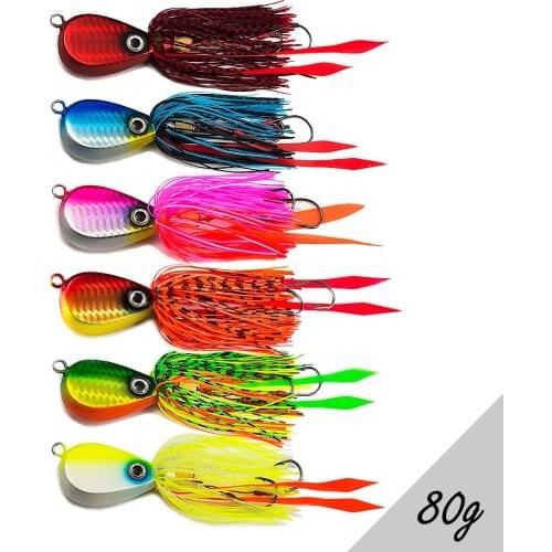 Countbass 6PCS 80g 2.82oz Salty Rubber Jig Lure for Fishing Metal Jigs Bottom Squid Snapper Jigging Lure Japanese Quality