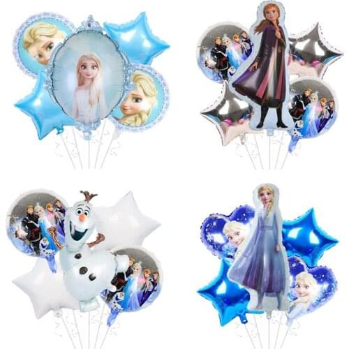 6pcs Frozen2 Princess Aisha Aluminum Film Balloon Birthday Party Balloon Party Decorations Baby Shower Boy Girl Kids Favors Toy