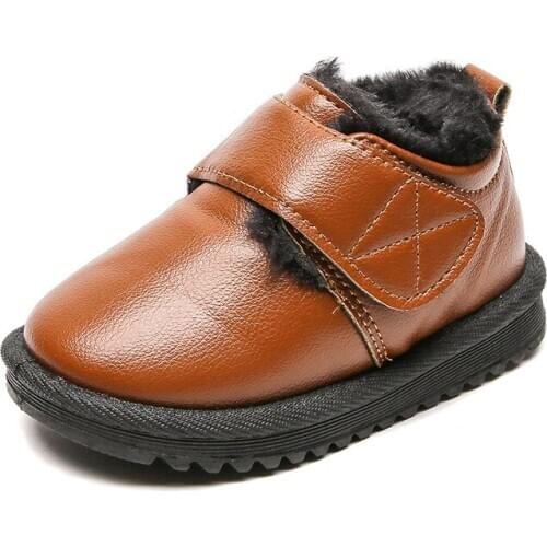 Boys Ankle Boots Fashion Kids Leather Shoes Autumn Winter Cotton Boots For Toddlers Medium Children Warm For Pupils Kindergarten