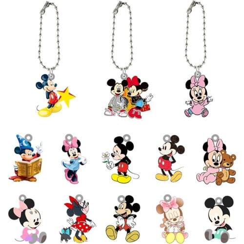Disney Minnie Mickey Creative Design Keychain Fashion Personality Acrylic Anime Doll Resin Couple Jewelry Accessories