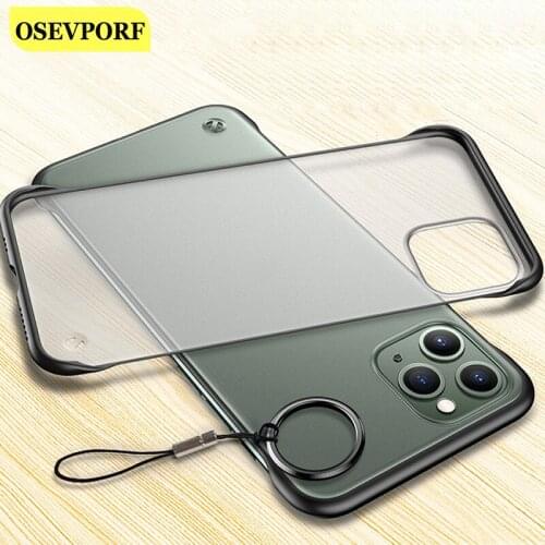 For iPhone 6 6S 7 8 Plus X XR XS 11 Pro Max 12 Solid Matte Cover Back Bezel-less Ring Stand Capinhas Clear Ultra-thin PC Cover