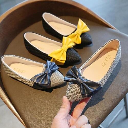 Kids Shoes Girls Shoes Cute Bowknot Girls Dress Shoes PU Leather Princess Shoes Flats