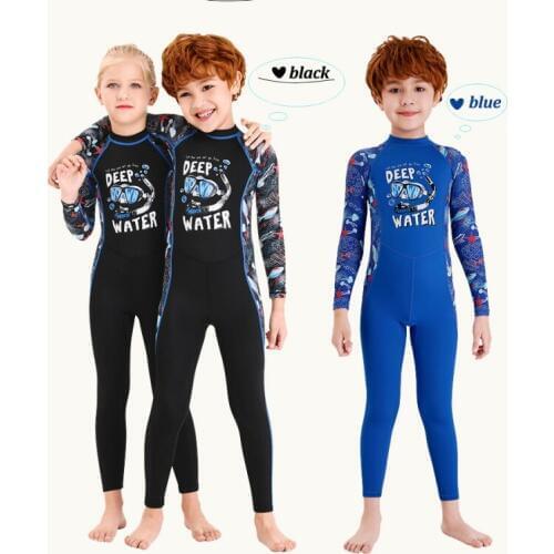 Kids Girls Boys Diving Suit Neoprenes Wetsuit Children For Keep Warm One-piece Long Sleeves UV Protection