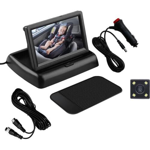 Baby Car Mirror 4.3Inch HD Night Vision Car Mirror Display Safety Seat Camera Monitored Rearview Mirror