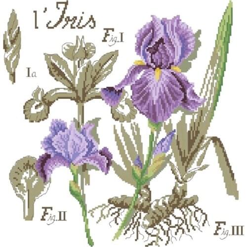 Available Shadow Series Purple Iris Flower Needlework Embroidery Package Cross Stitch Kit Factory Sale 18CT/16CT/14CT/11CT/9CT