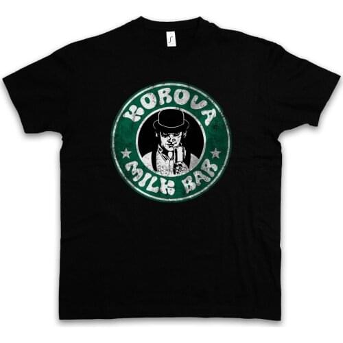 KOROVA MILK BAR T-SHIRT Alex Clockwork Stanley Bar Orange DeLarge Kubrick Punk free shipping cheap tee 100% cotton tee shirt