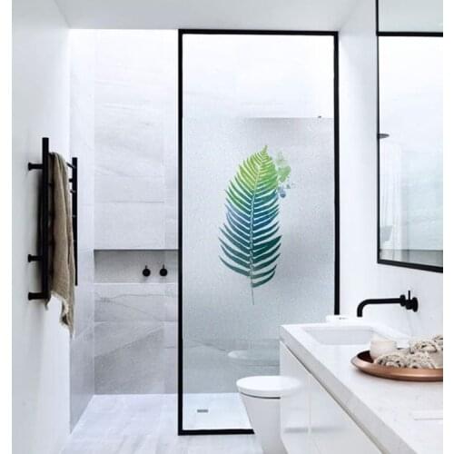 Custom Size Static Cling Window Film Plant Style Decorative Frosted Glass Sticker For Bathroom Bedroom Living Room Kitchen Balco
