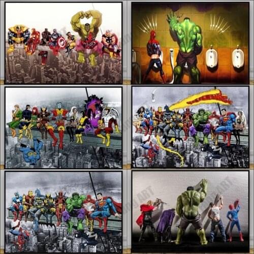 Superhero Canvas Painting Animation Comics Marvel Poster Prints Hulk Captain America Superman Mural Home Decor Childrens Room