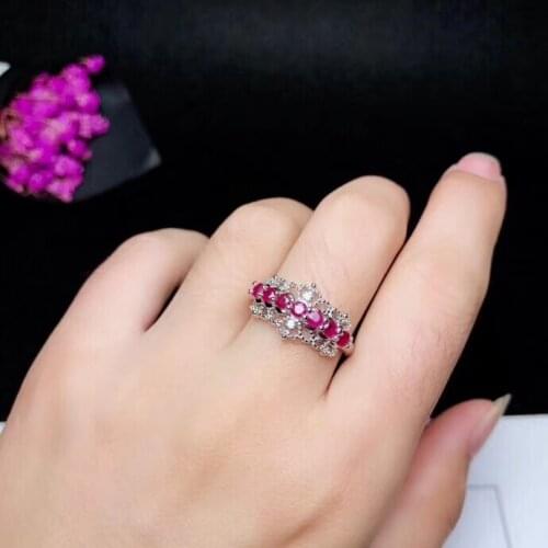 S925 silver Natural red ruby gem ring natural gemstone ring Luxurious ancient crown network woman girl wedding gift jewelry