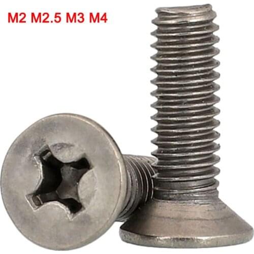 Titanium Alloy Countersunk Head Phillips Screws Flat Head Cross Machine Bolts M2 M2.5 M3 M4
