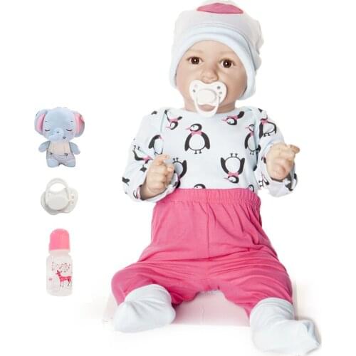 23'' 58CM Lovely Bebe Reborn Baby Dolls soft Vinyl So Truly Like Alive Doll In Brazil Toddler bebe Toy Birthday Gifts