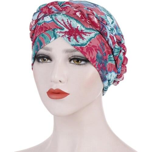 2021 Hot Sell Headwear Cap African Style Muslim Turban Hair Accessories Fashion Women Print Braided Bandanas Headwear
