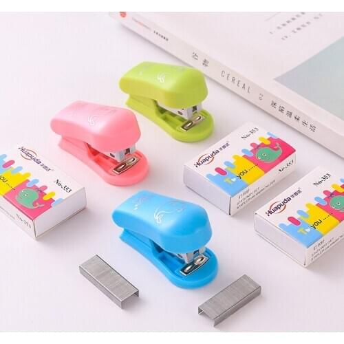 Cute Candy Color Mini Portalble Bookbinding Stapler Staples Set School Supplies Office Accessories Japanese Stationery