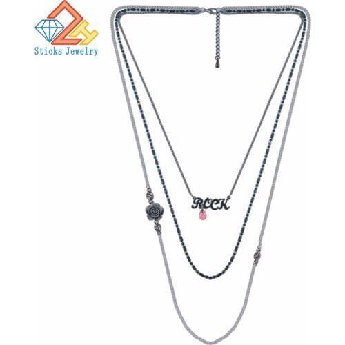 Multilayer Indian Hot Sale Designer Jewelry Summer Tide All Match Gun Black Necklaces & Pendants
